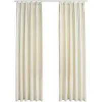 vidaXL Gordijnen verduisterend 2 st met haken 140x245 cm fluweel crème
