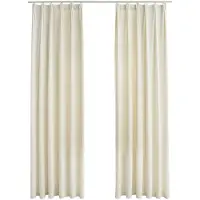 Super Merchant Gordijnen verduisterend 2 st met haken 140x175 cm fluweel crème