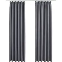 vidaXL Gordijnen verduisterend met haken 2 st 140x245 cm grijs
