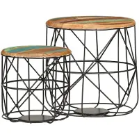 vidaXL Salontafels 2 st massief gerecycled hout