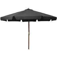 vidaXL Parasol met houten paal 330 cm antraciet