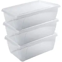 Hega hogar 3x Voedsel plastic bewaarbakje hoog/diep 1 liter transparant 18 x 12 x 7 cm - Vershoudbakjes