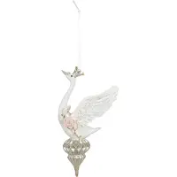 Clayre & Eef Witte Decoratie hanger zwaan 10*6*16 cm 6PR2893