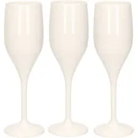 SANTEX Set van 6x stuks champagneglazen/prosecco flutes wit 150 ml van onbreekbaar kunststof - Champagneglazen