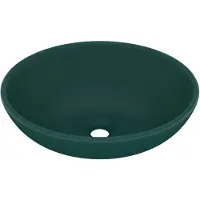 vidaXL Wastafel ovaal 40x33 cm keramiek mat donkergroen