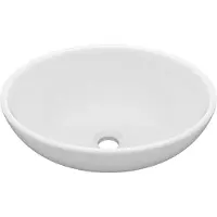 vidaXL Wastafel ovaal 40x33 cm keramiek matwit