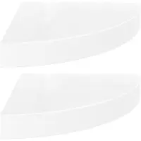 vidaXL Hoekschappen zwevend 2 st 25x25x3,8 cm MDF hoogglans wit