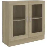 vidaXL Vitrinekast 82,5x30,5x80 cm bewerkt hout sonoma eikenkleurig