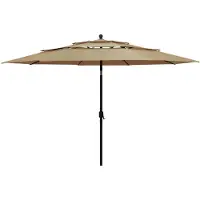 vidaXL Parasol 3-laags met aluminium paal 3,5 m taupe