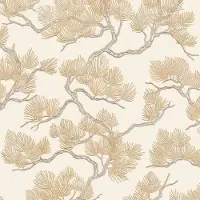 Dutch Wallcoverings WF121012 Vliesbehang Wall Fabric Pine Tree Cream - 53cm x 10m