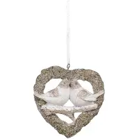 Clayre & Eef Grijze Decoratie hanger vogels 8*2*8 cm 6PR3471