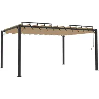 vidaXL Prieel met lamellendak 3x4 m stof en aluminium taupe