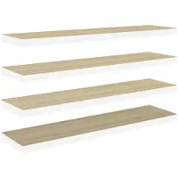 vidaXL Wandschappen zwevend 4 st 120x23,5x3,8 cm MDF eikenkleurig wit