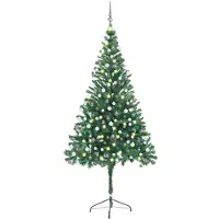 vidaXL Kunstkerstboom met verlichting en kerstballen 910 takken 210 cm