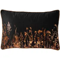 Dutch decor - DALITA - Sierkussen 40x60 cm - metallic design - met bloemen - Raven - zwart