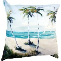 Clayre & Eef Kussenhoes 45x45 cm Blauw Groen Polyester Vierkant Palmbomen Sierkussenhoes Blauw Sierkussenhoes