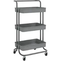 vidaXL Keukentrolley 3-laags 42x35x85 cm ijzer en ABS grijs
