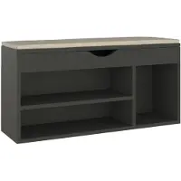 vidaXL Schoenenbank met kussen 104x30x49 cm bewerkt hout grijs