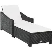 vidaXL Ligbed met crèmewit kussen poly rattan zwart