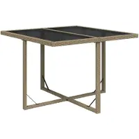 vidaXL Tuintafel 109x107x74 cm poly rattan en glas beige