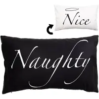 Clayre & Eef Kussenhoes 30x50 cm Wit Zwart Polyester Rechthoek Nice, Naughty Sierkussenhoes Wit Sierkussenhoes