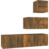 vidaXL 4-delige Tv-meubelset bewerkt hout gerookt eikenkleurig