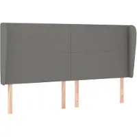 vidaXL Hoofdbord met randen 183x23x118/128 cm stof donkergrijs