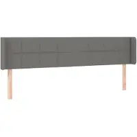 vidaXL Hoofdbord met randen 183x16x78/88 cm stof donkergrijs