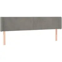 vidaXL Hoofdbord met randen 203x16x78/88 cm fluweel lichtgrijs