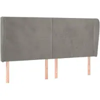 vidaXL Hoofdbord met randen 183x23x118/128 cm fluweel lichtgrijs