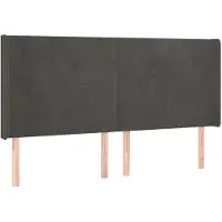 vidaXL Hoofdbord met randen 183x16x118/128 cm fluweel donkergrijs