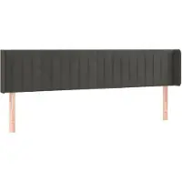 vidaXL Hoofdbord met randen 183x16x78/88 cm fluweel donkergrijs