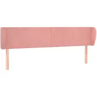 vidaXL Hoofdbord met randen 163x23x78/88 cm fluweel roze