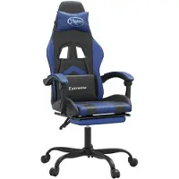 vidaXL Gamingstoel met voetsteun, zwart en blauw, kunstleer