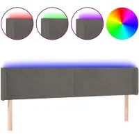vidaXL Hoofdbord LED 203x16x78/88 cm fluweel donkergrijs
