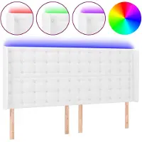 vidaXL Hoofdbord LED 163x16x118/128 cm kunstleer wit