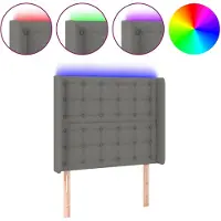 vidaXL Hoofdbord LED 93x16x118/128 cm stof donkergrijs