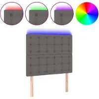 vidaXL Hoofdbord LED 90x5x118/128 cm kunstleer grijs