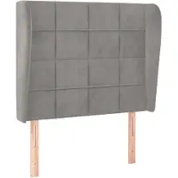 vidaXL Hoofdbord met randen 103x23x118/128 cm fluweel lichtgrijs
