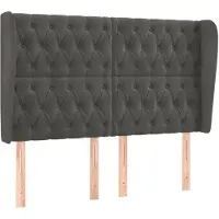 vidaXL Hoofdbord met randen 147x23x118/128 cm fluweel donkergrijs