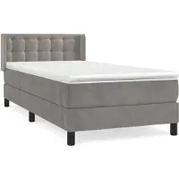 vidaXL Boxspring met matras fluweel lichtgrijs 90x200 cm