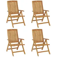 vidaXL Verstelbare klapstoelen, 4 stuks, massief teakhout