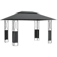 vidaXL Prieel met dak 400x300x270 cm staal antracietkleurig