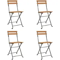 vidaXL Opklapbare stoelen, 4 stuks, massief teakhout en staal