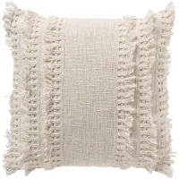Dutch decor - FARA - Kussenhoes 45x45 cm - 100% katoen - met franjes - Snow White - wit