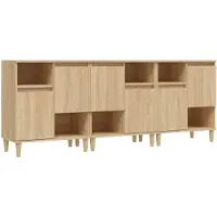 vidaXL Dressoirs 3 st 60x35x70 cm bewerkt hout sonoma eikenkleurig