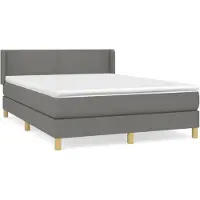 vidaXL Boxspring met matras stof donkergrijs 140x190 cm