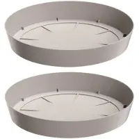 Prosperplast Opvangschaal/onderschaal bloempot/plantenpot - 6x - beige - rond - Dia 12,5 cm - Plantenpotten