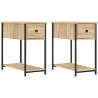 vidaXL Nachtkastjes 2 st 30x60x60 cm bewerkt hout sonoma eikenkleurig