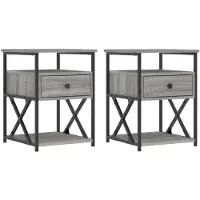 vidaXL Nachtkastjes 2 st 40x42x55 cm bewerkt hout grijs sonoma eiken